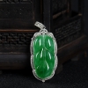 缅甸天然糯种翠绿翡翠金枝玉叶吊坠-红掌柜
