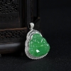 天然糯冰种苹果绿翡翠弥勒佛吊坠-红掌柜