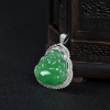 缅甸糯冰种苹果绿翡翠弥勒佛吊坠-红掌柜