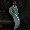 缅甸天然糯冰种飘花翡翠吊坠-红掌柜