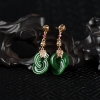 18K糯种暗绿翡翠耳坠-红掌柜