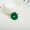 豆种深绿翡翠平安扣吊坠-红掌柜
