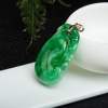 18k天然缅甸糯种翠绿翡翠吊坠-红掌柜