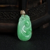 缅甸天然豆种翠绿翡翠如意吊坠-红掌柜