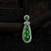 缅甸天然糯冰种翠绿翡翠连中三元吊坠-红掌柜