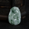 缅甸天然糯冰种飘花翡翠如意吊坠-红掌柜