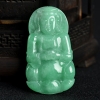 缅甸天然糯种豆绿翡翠吊坠-红掌柜