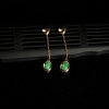18K糯种豆绿翡翠耳坠-红掌柜