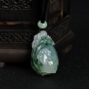 缅甸天然糯种飘花翡翠花开富贵吊坠-红掌柜