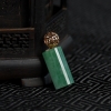 天然豆种灰绿翡翠桶珠吊坠-红掌柜