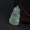 缅甸糯冰种飘花翡翠观音吊坠-红掌柜