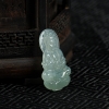天然糯冰种灰绿翡翠观音吊坠-红掌柜