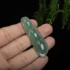 天然缅甸油青种灰绿翡翠连中三元吊坠-红掌柜