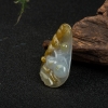 缅甸糯冰种俏色翡翠知足是福吊坠-红掌柜