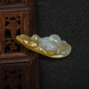 缅甸天然糯冰种翡翠知足是福吊坠-红掌柜