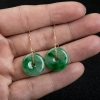 缅甸糯冰种翠绿翡翠平安扣耳坠-红掌柜