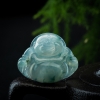 糯冰种飘花翡翠弥勒佛吊坠-红掌柜