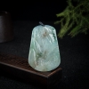 缅甸天然糯冰种俏色翡翠山水牌吊坠-红掌柜