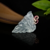 18K冰种白色翡翠蝴蝶吊坠-红掌柜