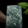 缅甸糯冰种飘花翡翠龙牌吊坠-红掌柜