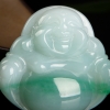 缅甸糯种飘翠翡翠弥勒佛吊坠-红掌柜
