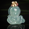 缅甸糯冰种晴水翡翠小沙弥吊坠-红掌柜