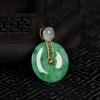 天然豆种飘翠翡翠平安扣吊坠-红掌柜