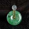 缅甸天然豆种飘翠翡翠吊坠-红掌柜