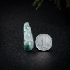 冰种飘花翡翠连中三元挂坠-红掌柜