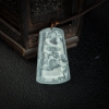 缅甸飘花翡翠山水图吊坠-红掌柜