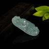 天然糯冰种灰绿翡翠貔貅吊坠-红掌柜