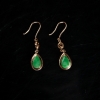 缅甸天然豆绿翡翠耳坠-红掌柜
