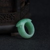 天然糯种灰绿翡翠戒指-红掌柜