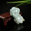 天然糯种俏色翡翠貔貅吊坠-红掌柜
