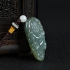 天然糯种灰绿翡翠福在眼前手把件-红掌柜