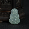 缅甸天然糯种灰绿翡翠观音吊坠-红掌柜