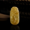 天然豆种黄翡寅虎吊坠-红掌柜