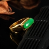 天然糯种翠绿翡翠戒面-红掌柜