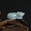 缅甸天然糯种灰绿翡翠丑牛吊坠-红掌柜