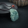 糯冰种天然灰绿翡翠福禄兽吊坠-红掌柜