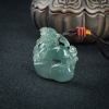 天然糯冰种灰绿翡翠福禄兽吊坠-红掌柜