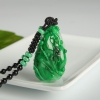 缅甸天然糯种翠绿翡翠年年有余吊坠-红掌柜