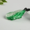 缅甸天然糯种翠绿翡翠吊坠-红掌柜
