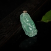 糯冰种蓝绿翡翠弥勒佛吊坠-红掌柜