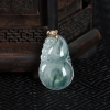 缅甸天然糯冰种飘花翡翠葫芦吊坠-红掌柜