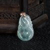 缅甸天然飘花翡翠葫芦吊坠-红掌柜