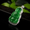 18k翠绿翡翠观音吊坠-红掌柜