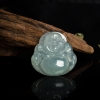 缅甸天然糯冰种飘花翡翠弥勒佛吊坠-红掌柜
