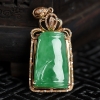 缅甸天然豆种豆绿翡翠吊坠-红掌柜
