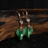 缅甸豆种飘翠翡翠平安扣耳坠-红掌柜